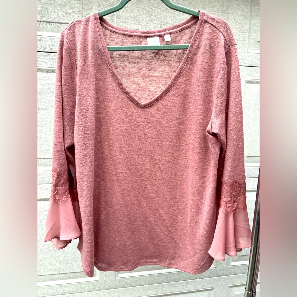 Women’s flounce quarter sleeve lightweight sweater
